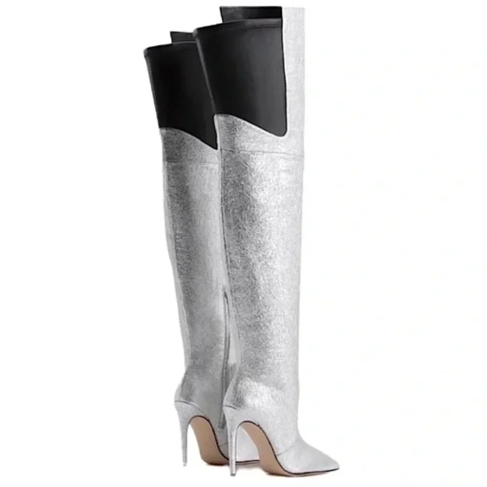 Good American Emma Crackle Over The Knee Boots